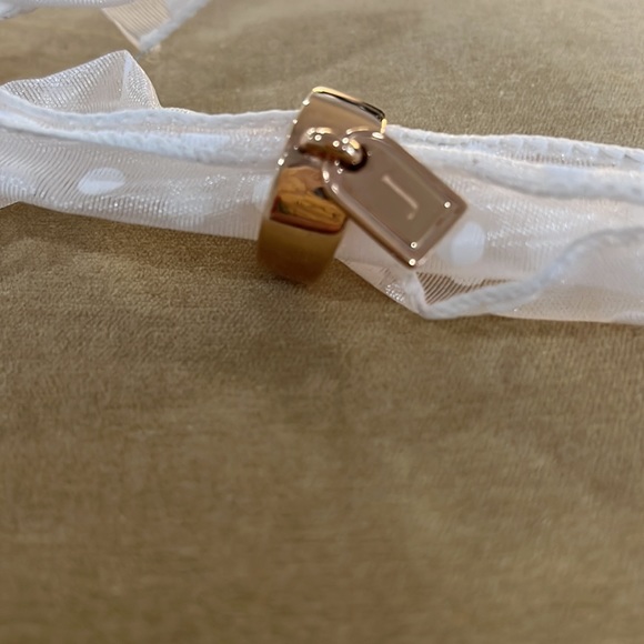 Rose Gold over Sterling Silver polished Initial J Band Ring - Picture 2 of 7